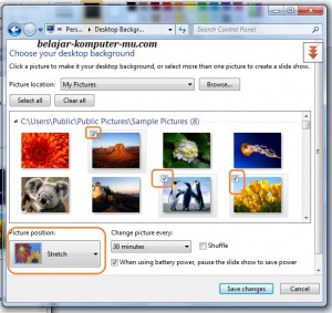 cara mengganti wallpaper background windows 7 seven