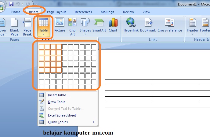 Cara Membuat Tabel pada Microsoft Word 2007 - Belajar ...