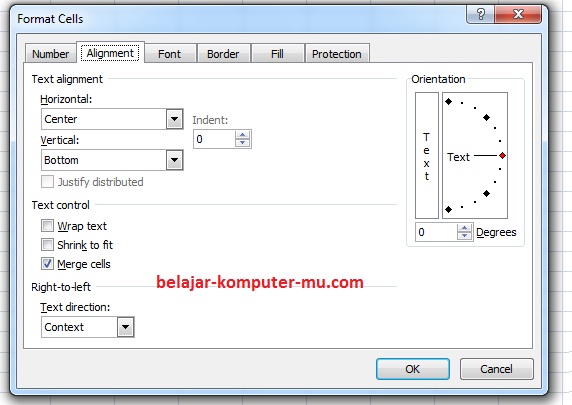 Cara Membuat Format Alignment Worksheet Microsoft Excel 2003 2007 4