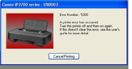 Cara mengatasi error number 5200 printer Canon Pixma iP2770